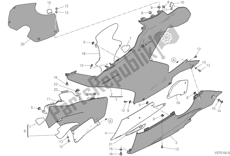 All parts for the Fairing, Lh of the Ducati Superbike Panigale V4 S USA 1100 2019